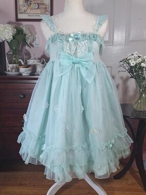 Angelic Pretty Mint Floral Appliqué JSK | Sweet Lolita Jumper Skirt